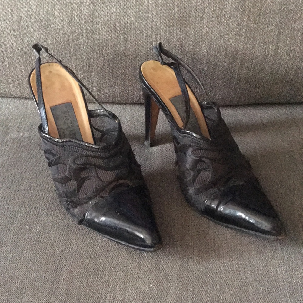 Vintage Figueroa pointed toe open back heels, 6